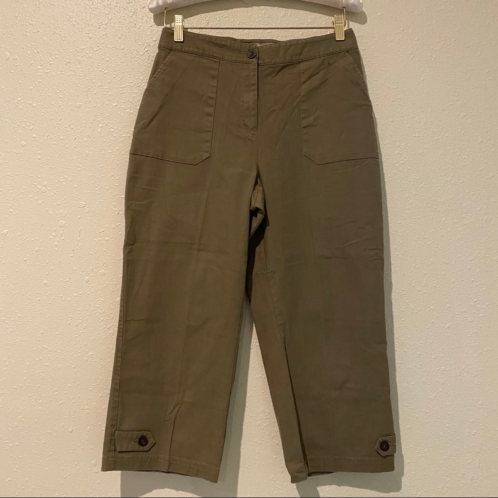 Craft Barrow Loose Capri Pants size 6 Stretch wide leg OLIVE Capri Pants